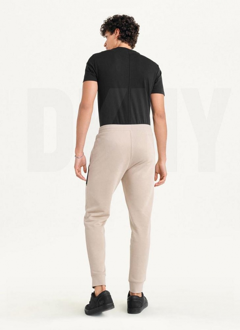 DKNY Mesh Pocket Logo Men's Pants Khaki | Ireland_D1722