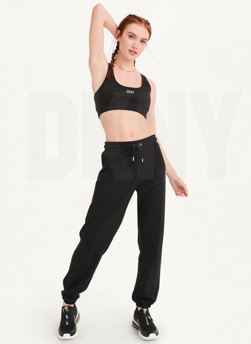 DKNY Metallic Logo Bralette Women's Tank Top Black / Silver | Ireland_D1979