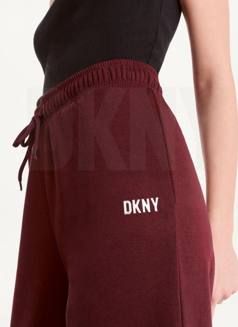 DKNY Metallic Logo Everyday Women's Joggers Burgundy | Ireland_D1048