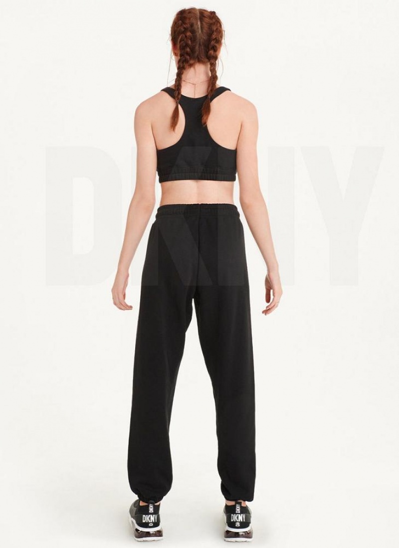 DKNY Metallic Logo Women's Joggers Black / Silver | Ireland_D1769