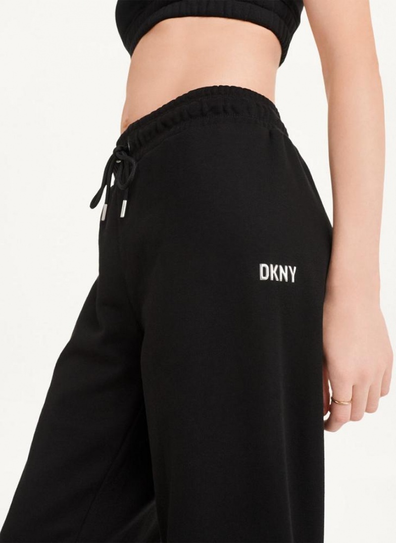 DKNY Metallic Logo Women's Joggers Black / Silver | Ireland_D1769