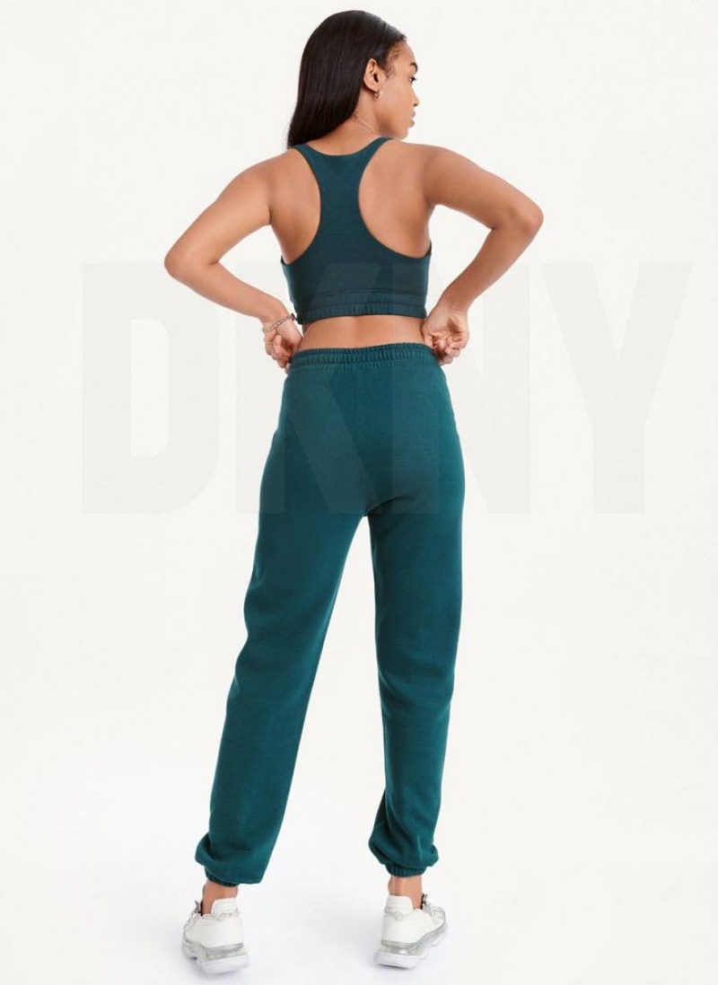 DKNY Metallic Logo Women's Joggers Dark Green | Ireland_D1625