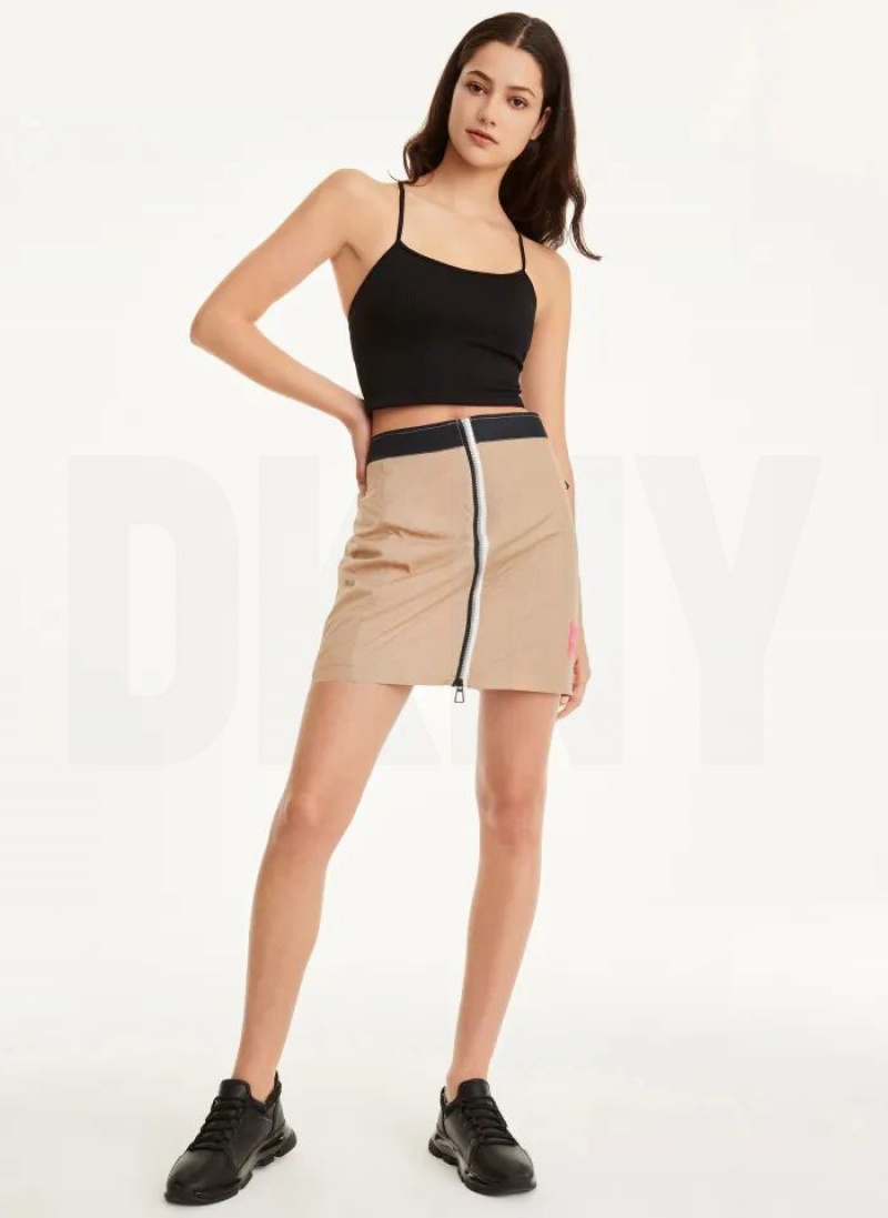 DKNY Mini Rip-Stop With Jersey Lining Women's Skirts Khaki | Ireland_D1458