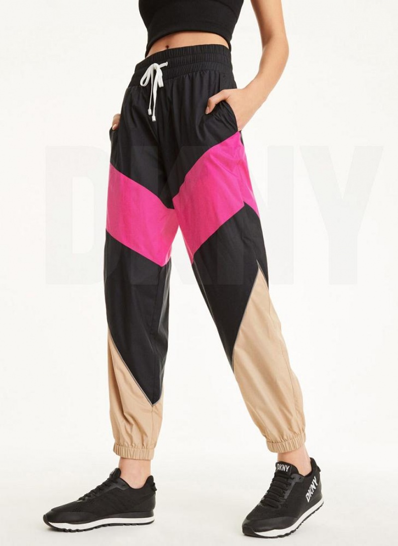 DKNY Mini Rip-Stop With Reflective Piping Women's Pants Black | Ireland_D0871