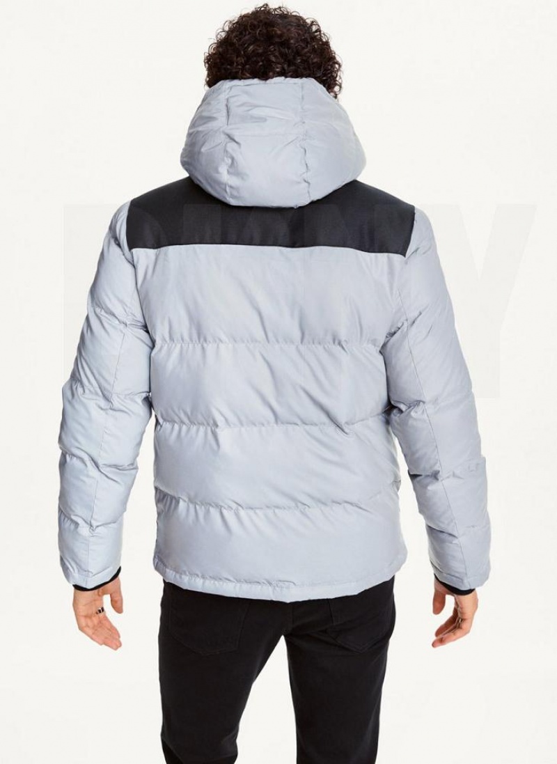 DKNY Mixed Media Classic Men's Puffer Jacket Grey | Ireland_D0106