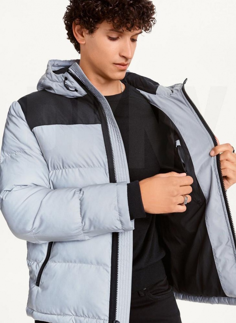 DKNY Mixed Media Classic Men's Puffer Jacket Grey | Ireland_D0106