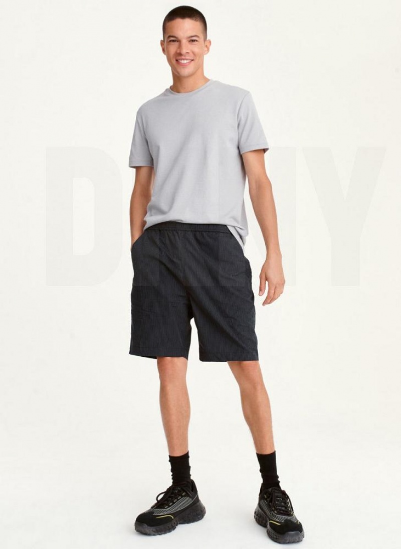 DKNY Mixed Stripe Men's Shorts Dark Grey | Ireland_D1956