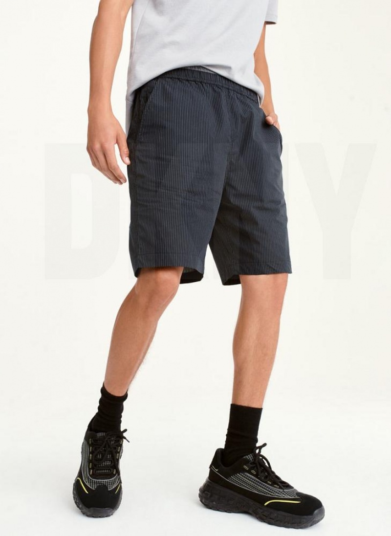 DKNY Mixed Stripe Men\'s Shorts Dark Grey | Ireland_D1956