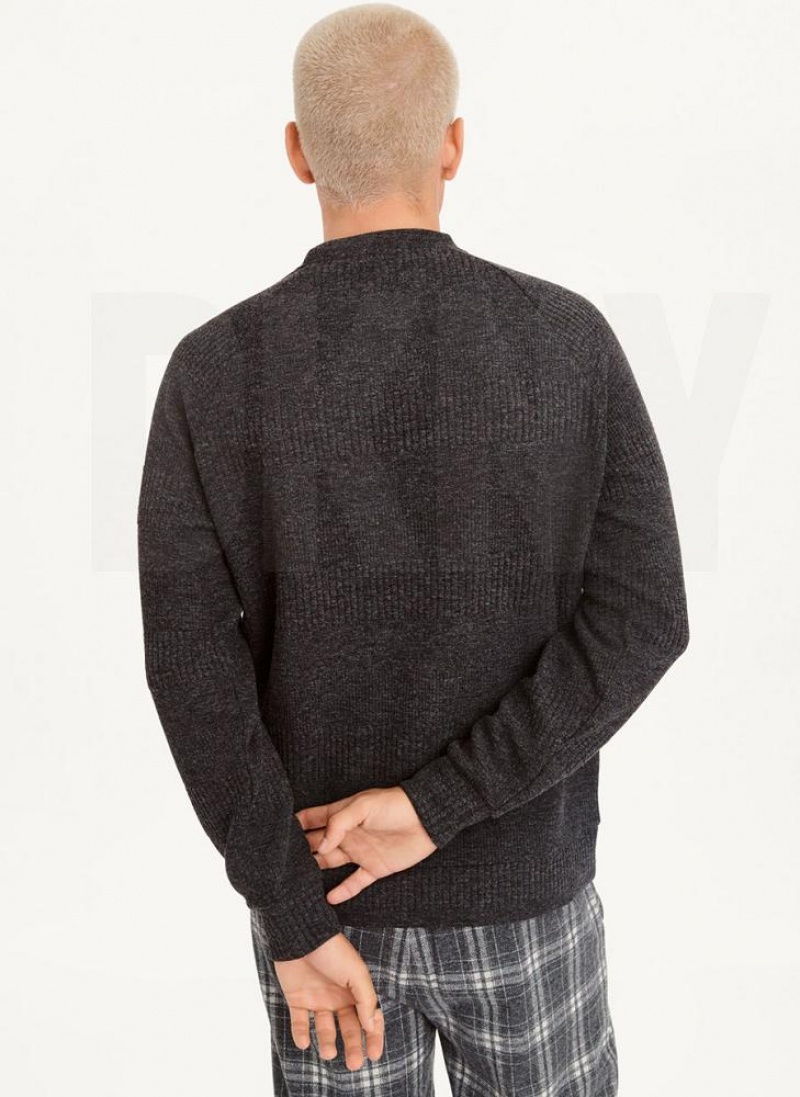 DKNY Mixed Texture Crewneck Men's Sweaters Grey | Ireland_D1555