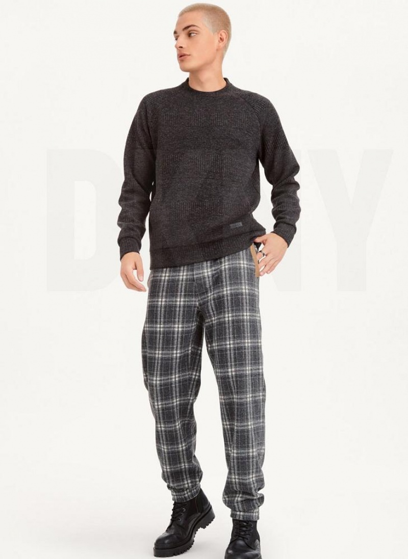 DKNY Mixed Texture Crewneck Men's Sweaters Grey | Ireland_D1555