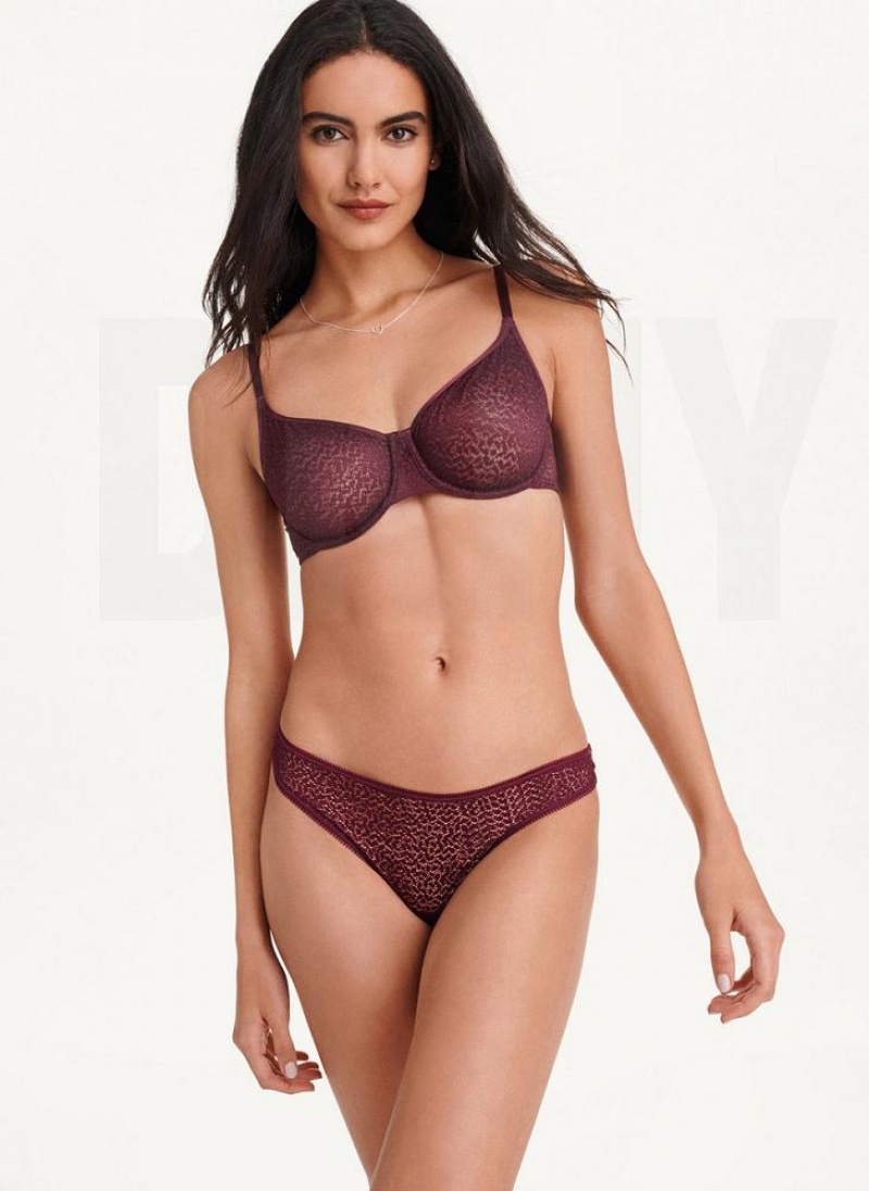 DKNY Modern Lace Demi Women's Bras Burgundy | Ireland_D0396