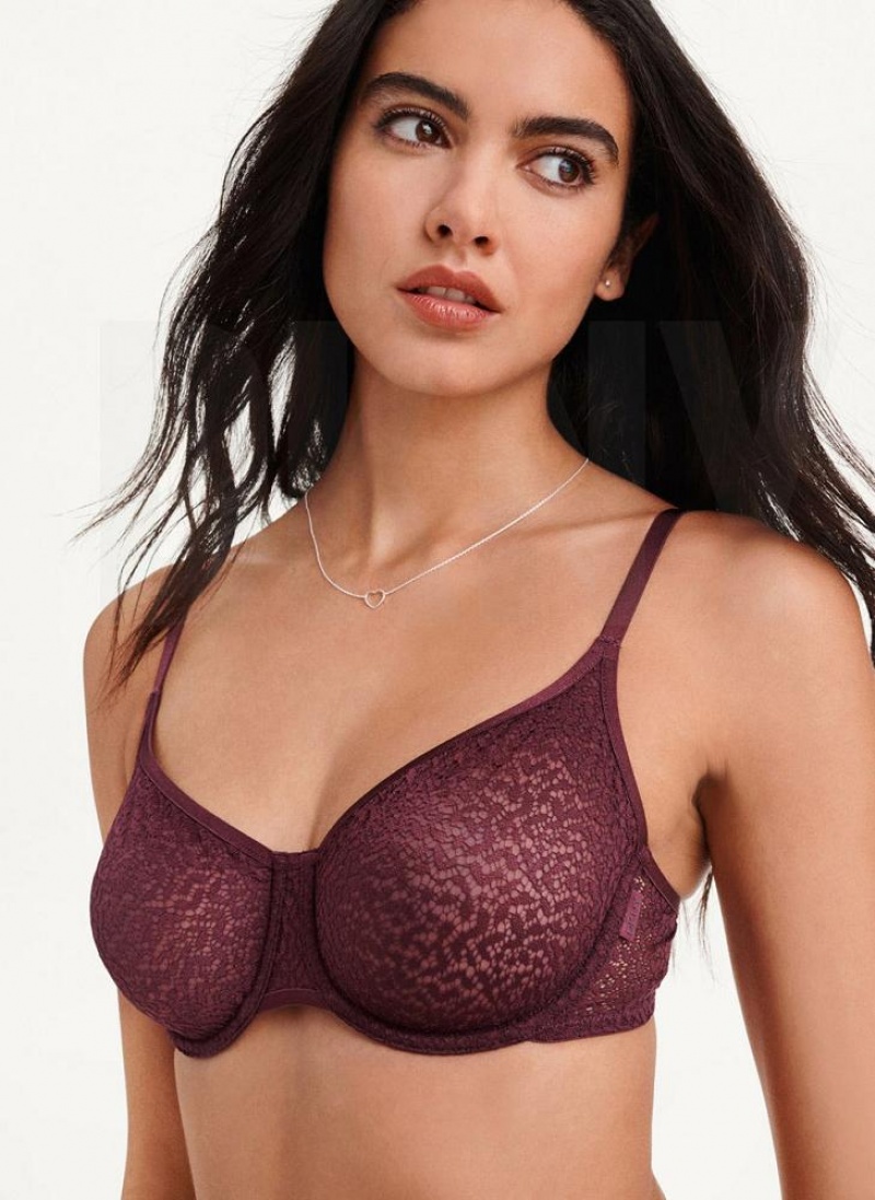 DKNY Modern Lace Demi Women's Bras Burgundy | Ireland_D0396