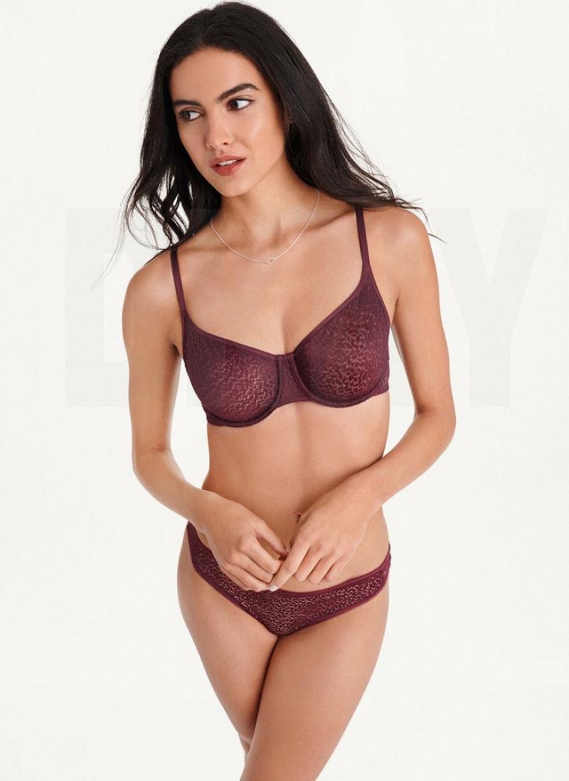 DKNY Modern Lace Demi Women's Bras Burgundy | Ireland_D0396