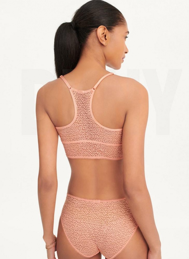 DKNY Modern Lace Longline Racerback Women's Bras Rose | Ireland_D1752