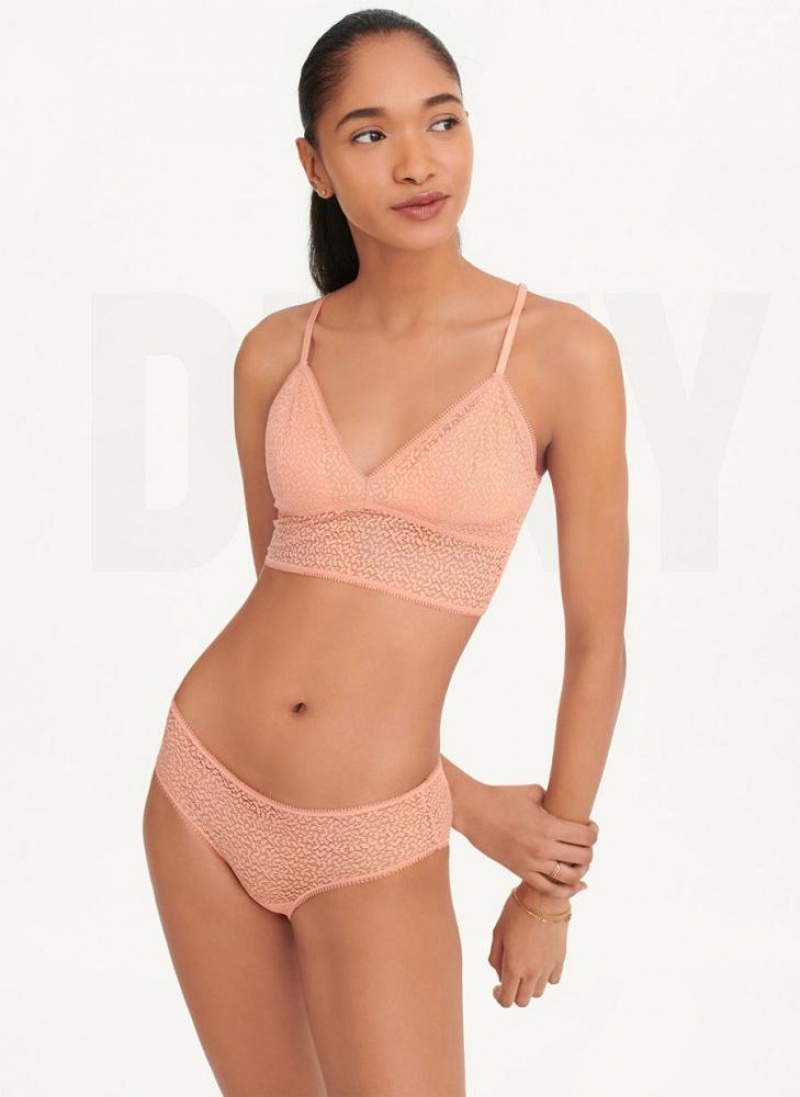 DKNY Modern Lace Longline Racerback Women's Bras Rose | Ireland_D1752