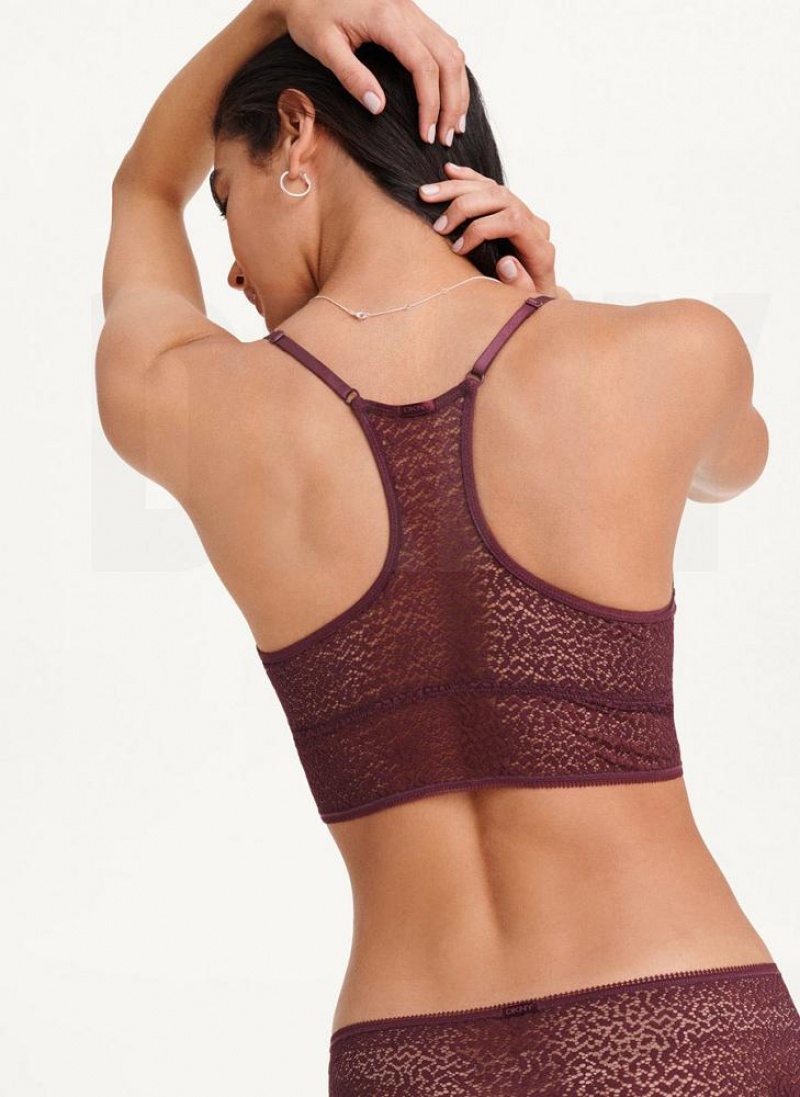 DKNY Modern Lace Longline Racerback Women's Bras Burgundy | Ireland_D0910