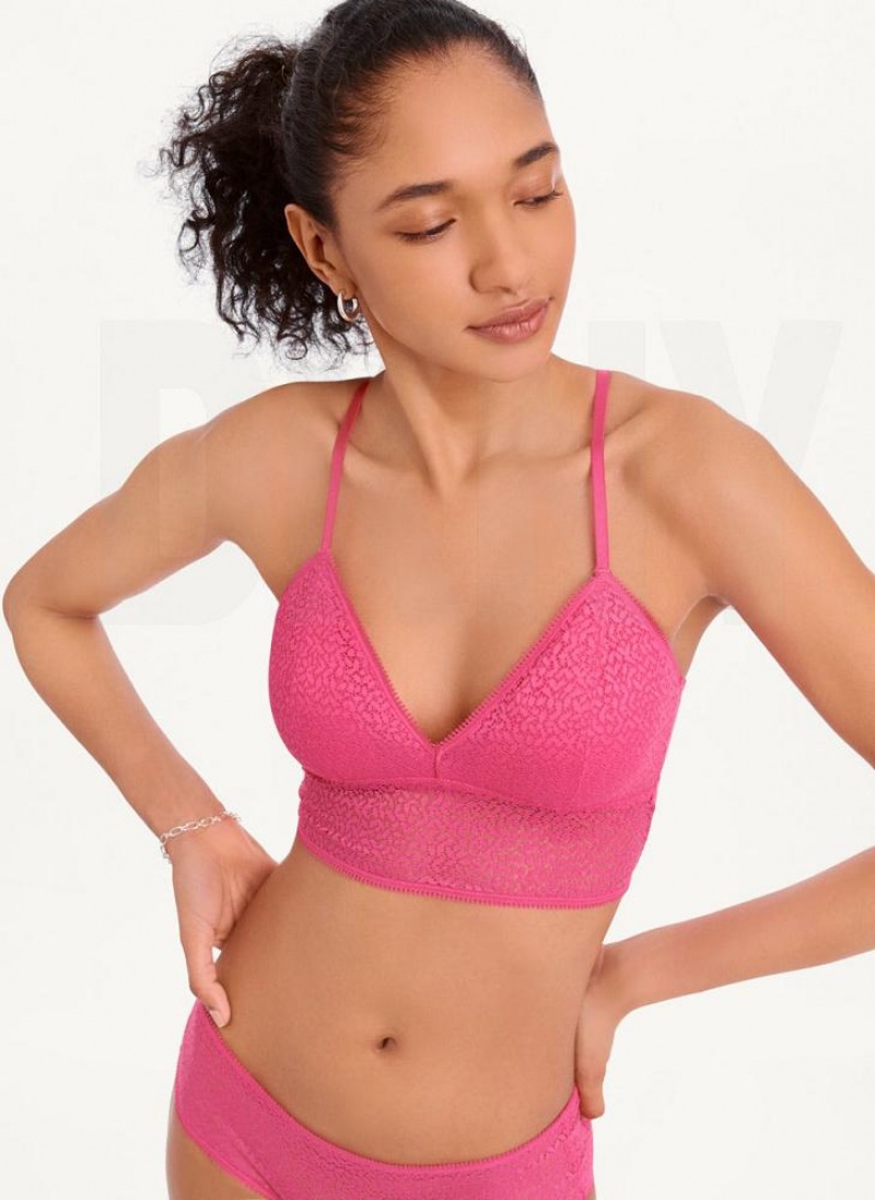 DKNY Modern Lace Longline Racerback Women\'s Bras Pink | Ireland_D1456