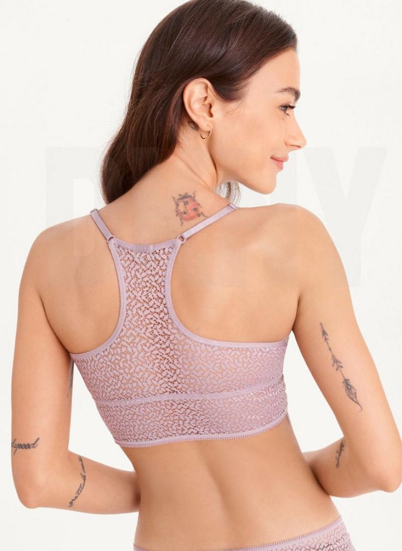 DKNY Modern Lace Longline Racerback Women's Bras Purple | Ireland_D1836