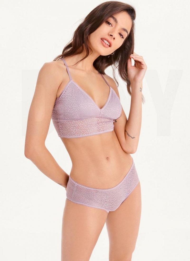 DKNY Modern Lace Longline Racerback Women's Bras Purple | Ireland_D1836