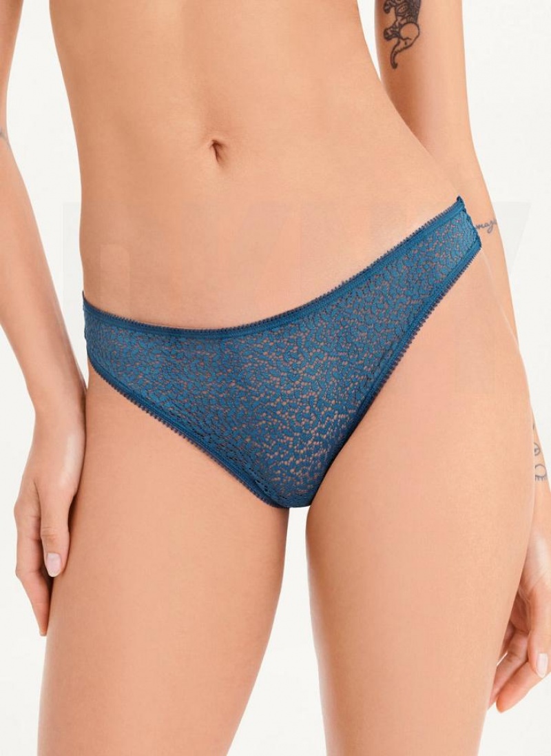 DKNY Modern Lace Women\'s Thong Navy | Ireland_D0712