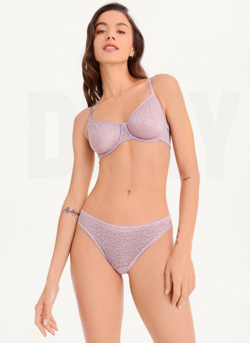 DKNY Modern Lace Women's Thong Purple | Ireland_D1975