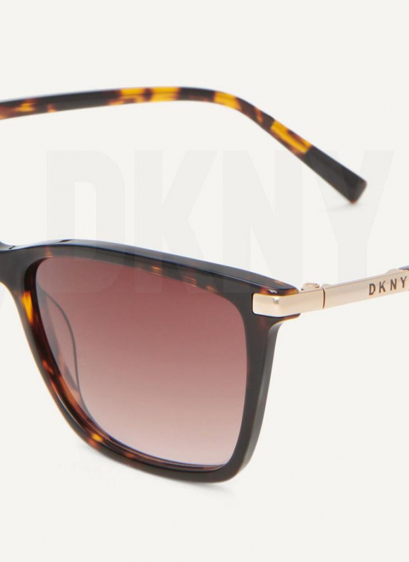 DKNY Modified Modern Rectangle Women's Sunglasses Brown | Ireland_D0805