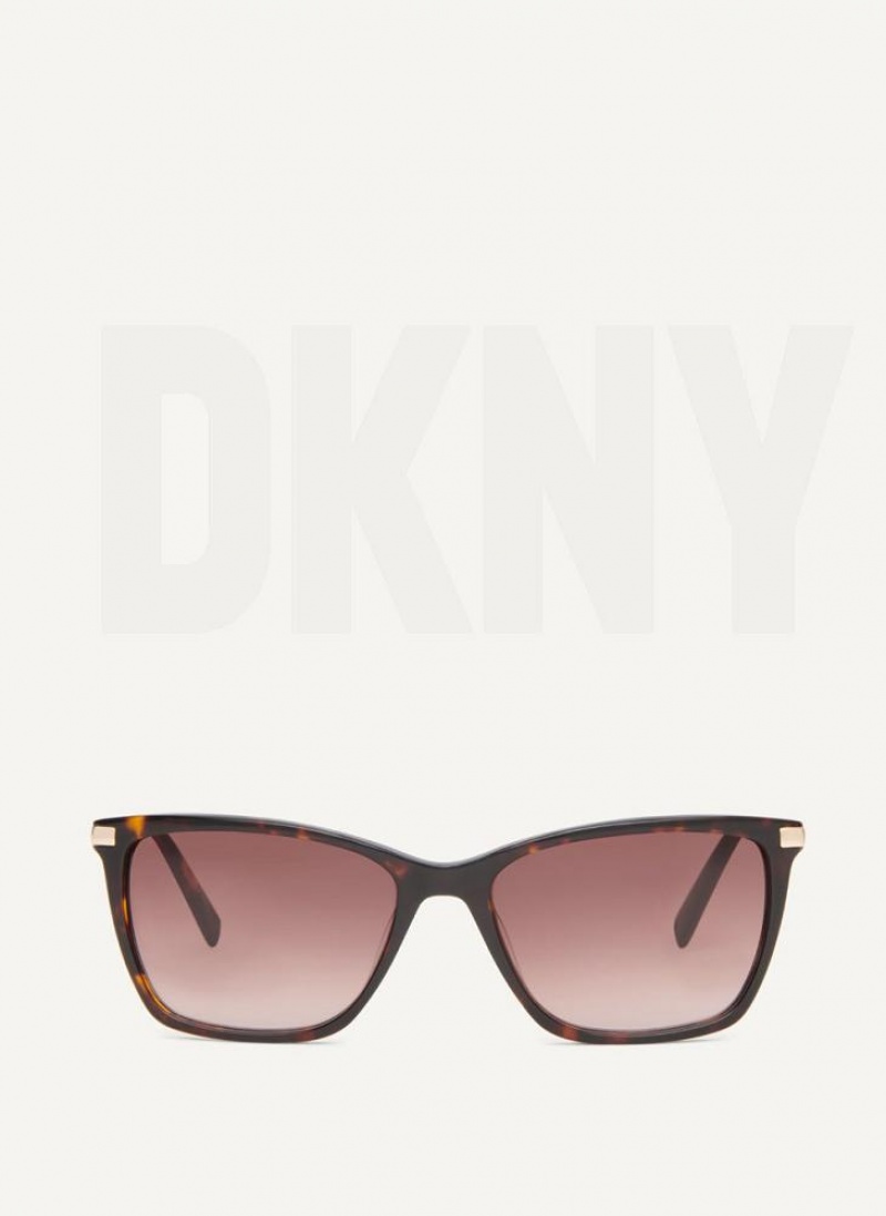 DKNY Modified Modern Rectangle Women\'s Sunglasses Brown | Ireland_D0805