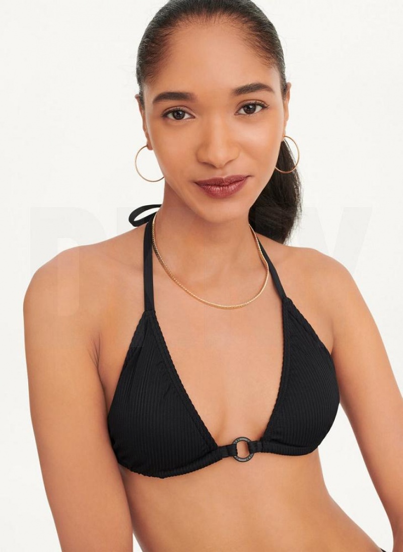 DKNY Multi-Wear Triangle Women\'s Bikini Top Black | Ireland_D1056