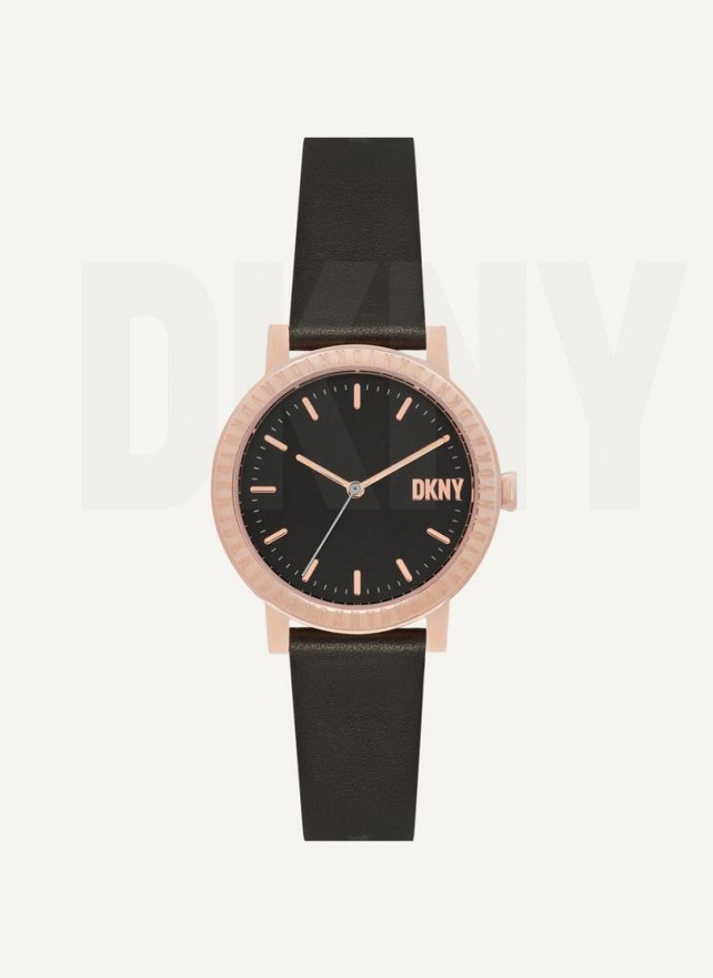 DKNY New Platform Women\'s Watches Black | Ireland_D1794