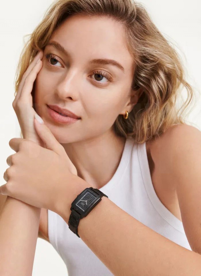 DKNY New Rectangle Platform Women's Watches Black | Ireland_D0882