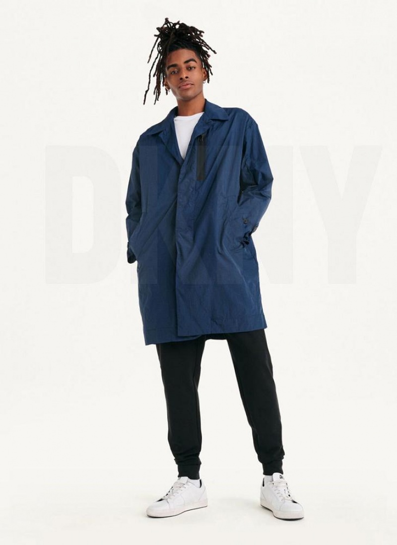 DKNY Nylon Collared Trench Men's Jackets Navy | Ireland_D0532