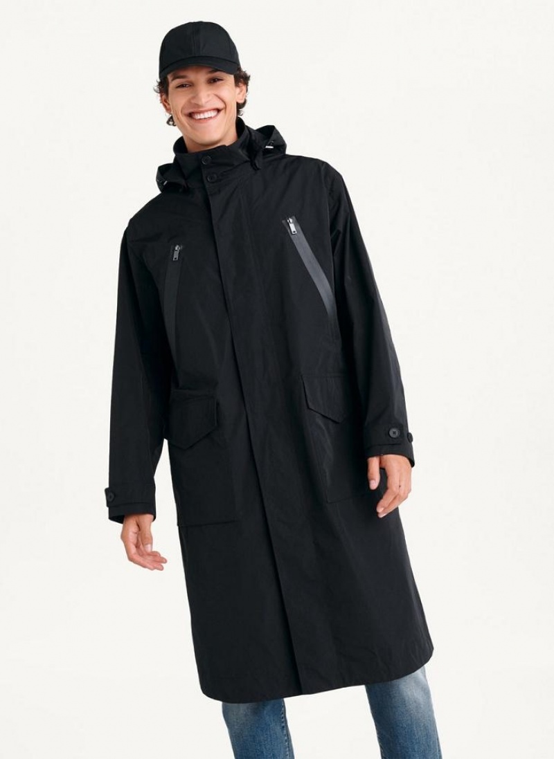 DKNY Nylon Hooded Trench Men's Coats Black | Ireland_D1353