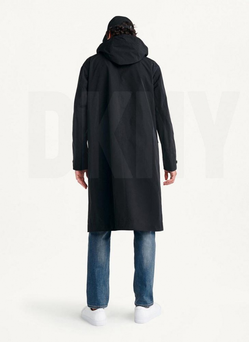 DKNY Nylon Hooded Trench Men's Coats Black | Ireland_D1353