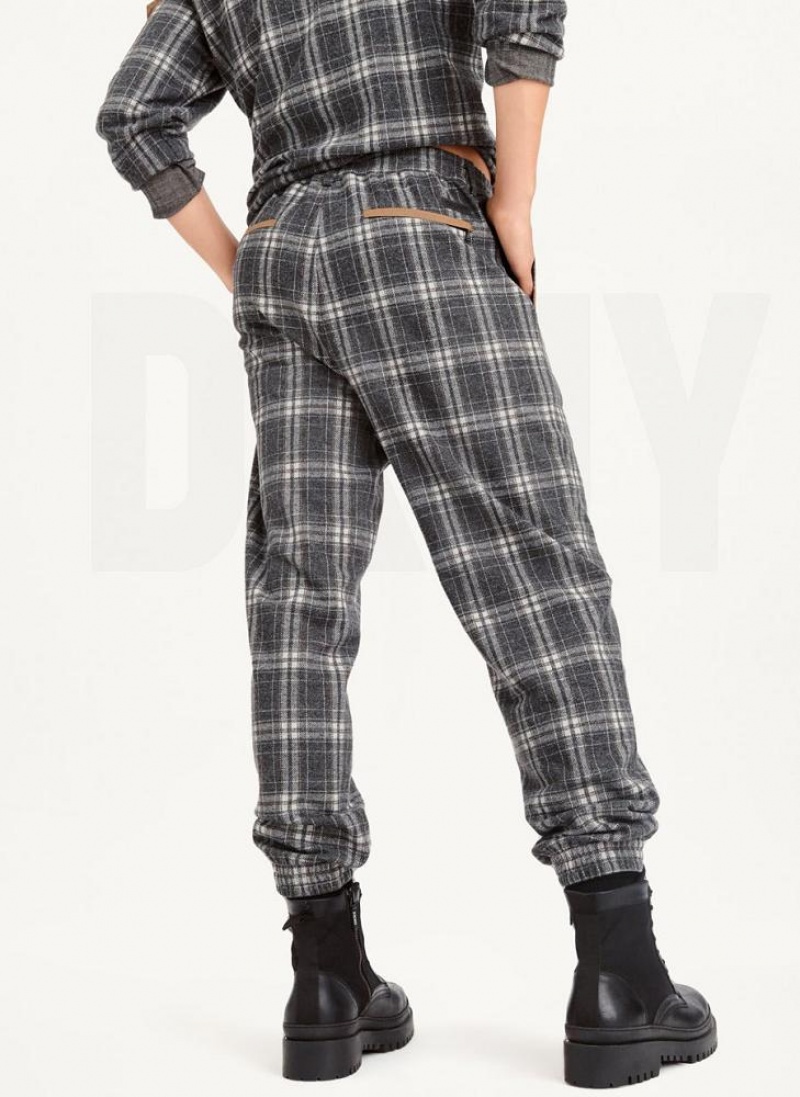 DKNY Nylon Trim Plaid Men's Joggers Multicolor | Ireland_D0571