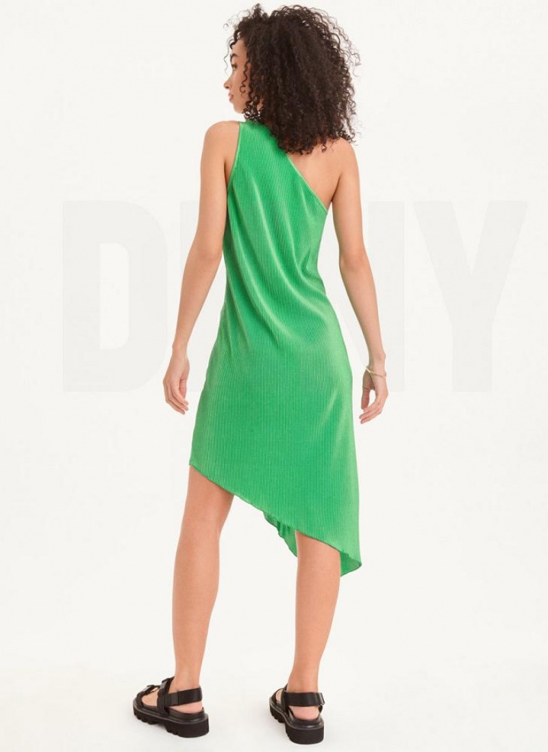 DKNY One Shoulder Asymmetrical Women's Dress Green | Ireland_D0103