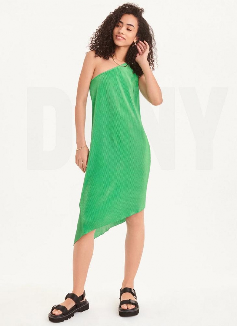 DKNY One Shoulder Asymmetrical Women's Dress Green | Ireland_D0103