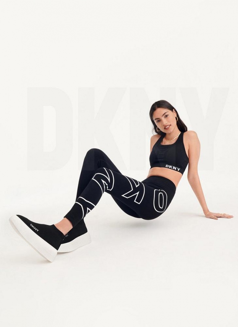 DKNY Outline Logo Women's Leggings White | Ireland_D1790