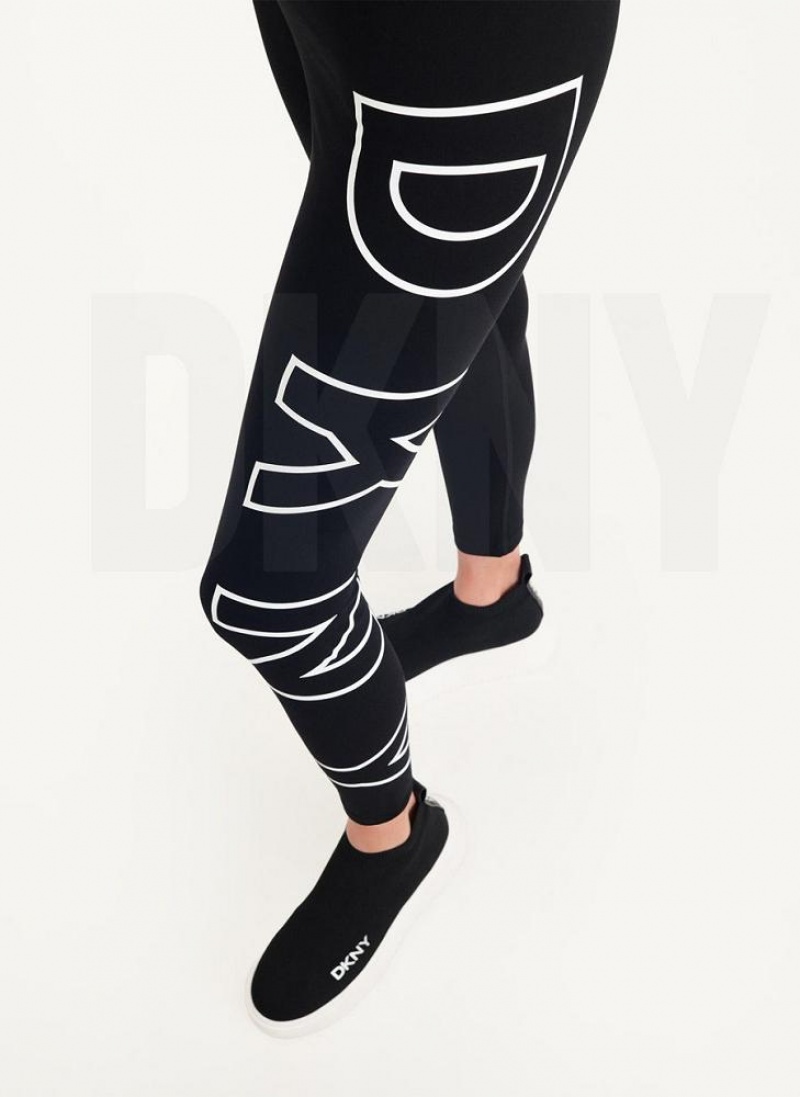 DKNY Outline Logo Women's Leggings White | Ireland_D1790