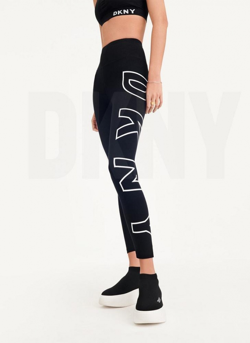 DKNY Outline Logo Women's Leggings White | Ireland_D1790