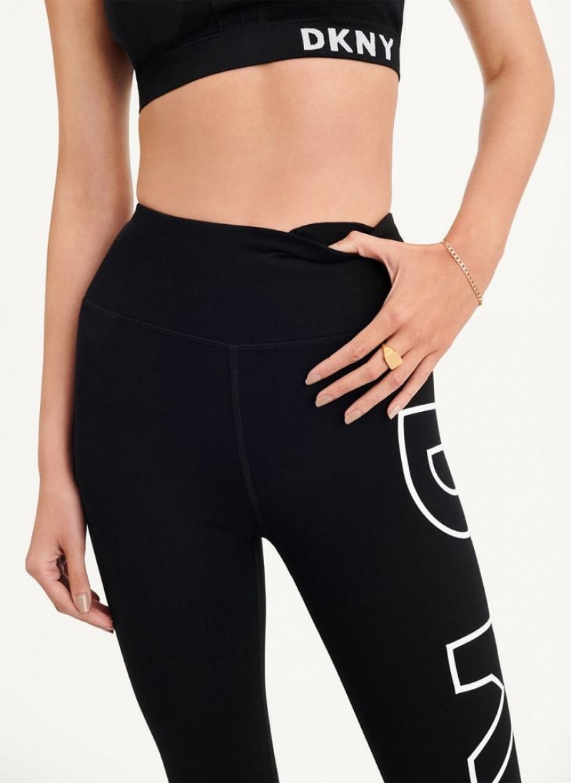 DKNY Outline Logo Women's Leggings White | Ireland_D1790