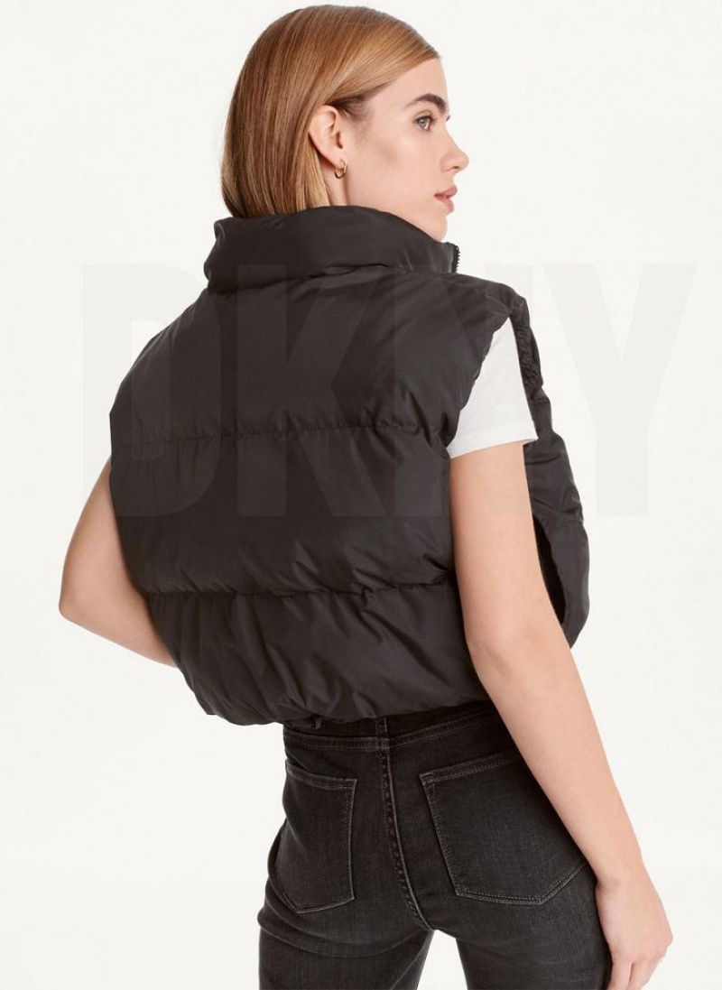 DKNY Oversized Cropped Vest Women's Coats Black | Ireland_D0352