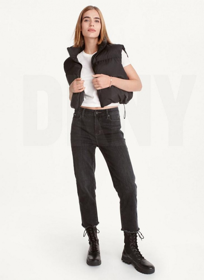 DKNY Oversized Cropped Vest Women's Coats Black | Ireland_D0352