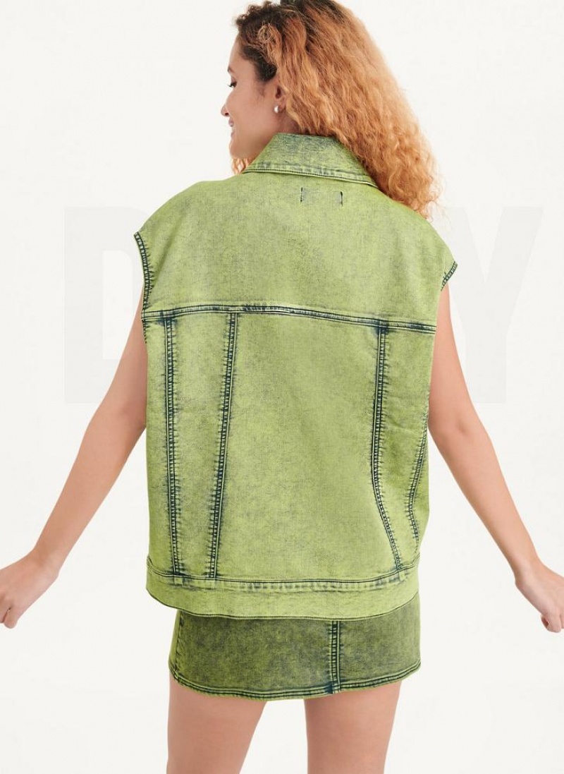 DKNY Oversized Denim Vest Women's Jackets Green | Ireland_D1927