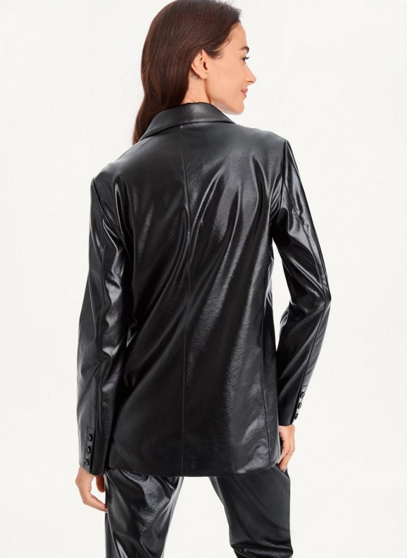 DKNY Oversized Patent Leather Women's Blazers Black | Ireland_D0856