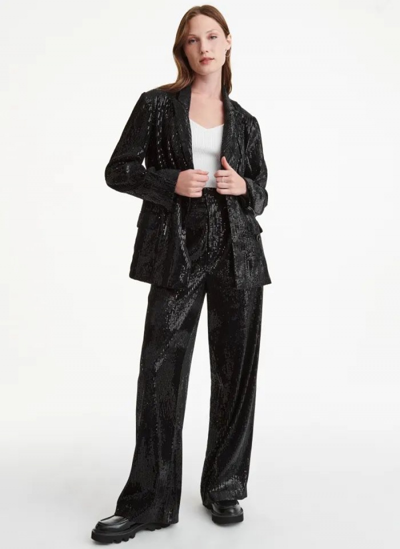 DKNY Oversized Sequin Women's Blazers Black | Ireland_D1433