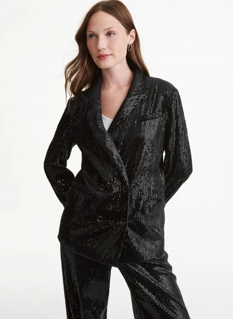 DKNY Oversized Sequin Women\'s Blazers Black | Ireland_D1433