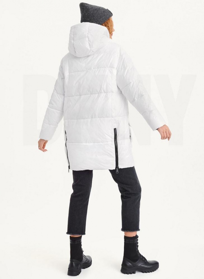 DKNY Oversized Token Logo Puffer Women's Coats White | Ireland_D1086