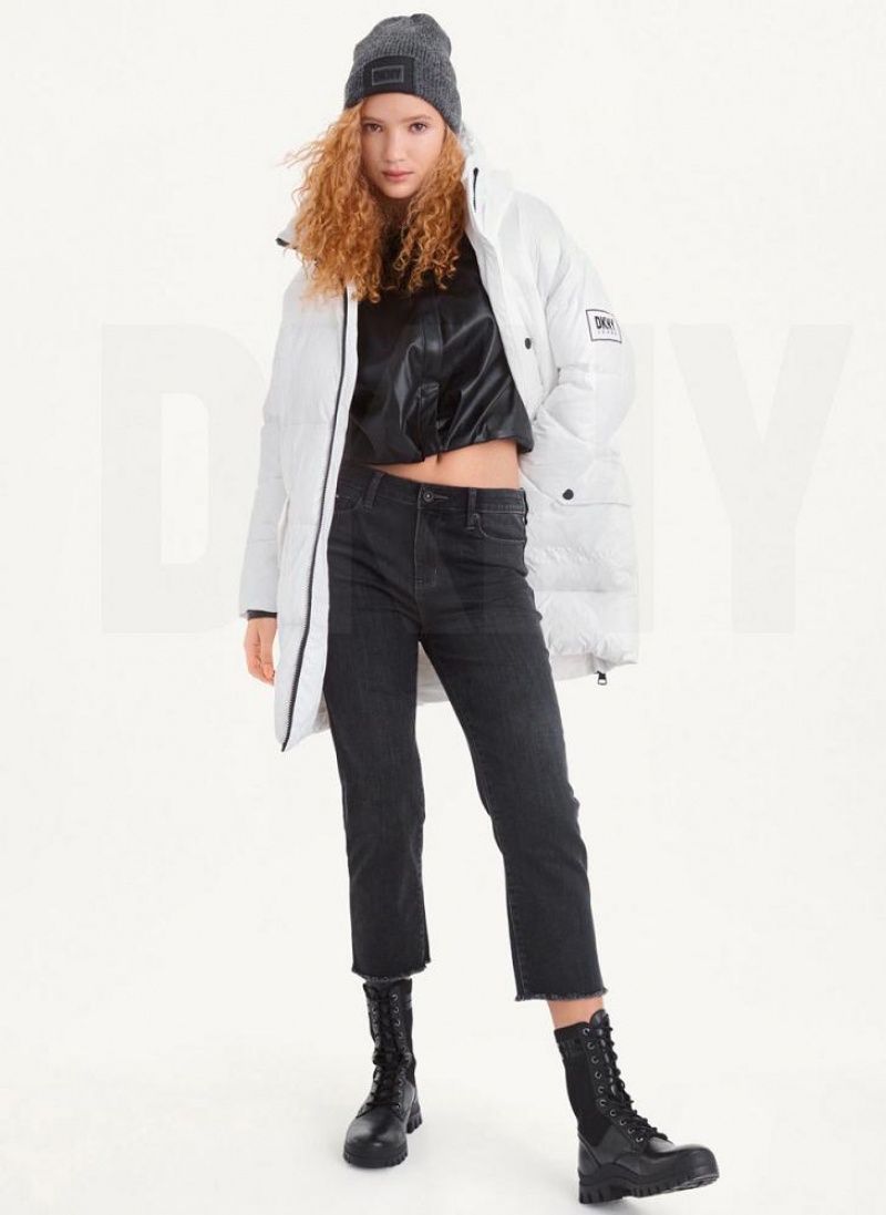 DKNY Oversized Token Logo Puffer Women's Coats White | Ireland_D1086