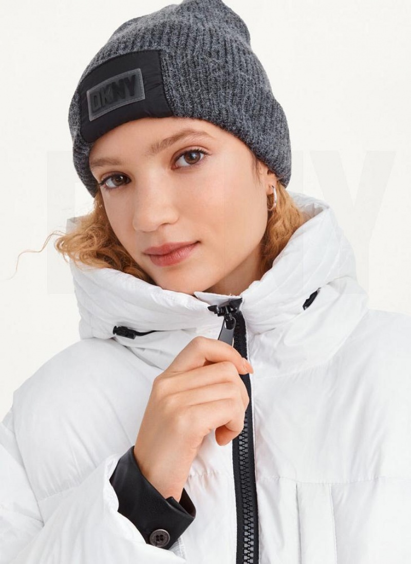 DKNY Oversized Token Logo Puffer Women's Coats White | Ireland_D1086