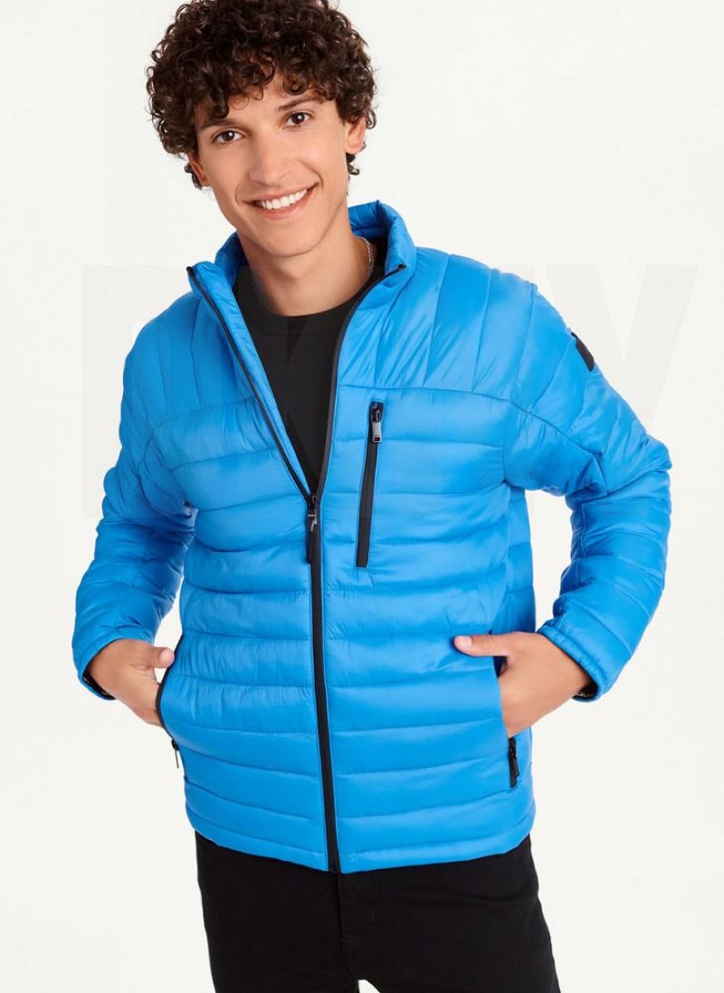 DKNY Packable Men\'s Puffer Jacket Blue | Ireland_D1567